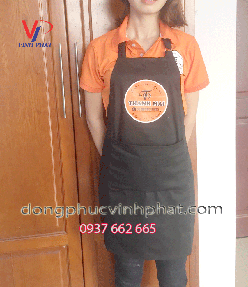 Tạp dề vải dù chống thấm màu đen